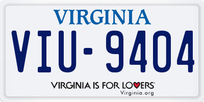 VA license plate VIU9404