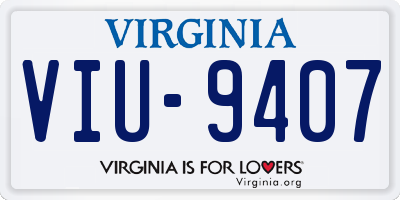 VA license plate VIU9407