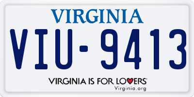 VA license plate VIU9413