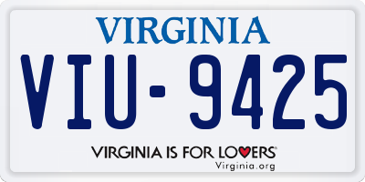 VA license plate VIU9425