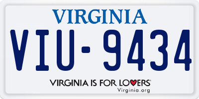 VA license plate VIU9434