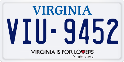 VA license plate VIU9452
