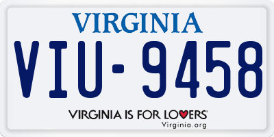 VA license plate VIU9458