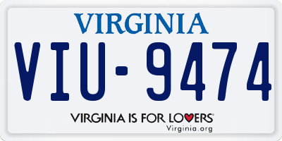 VA license plate VIU9474