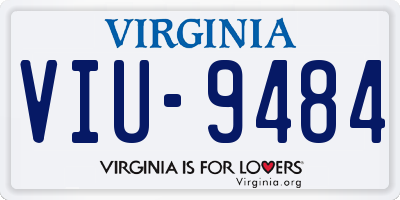 VA license plate VIU9484