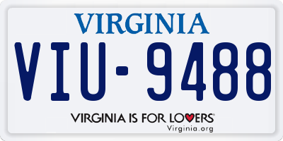 VA license plate VIU9488