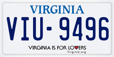 VA license plate VIU9496