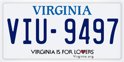 VA license plate VIU9497