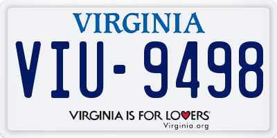 VA license plate VIU9498