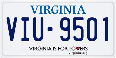 VA license plate VIU9501