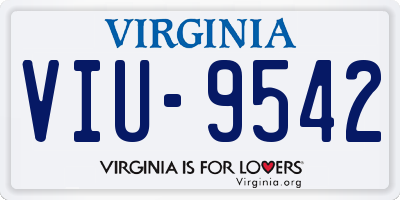 VA license plate VIU9542
