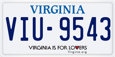 VA license plate VIU9543