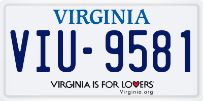 VA license plate VIU9581