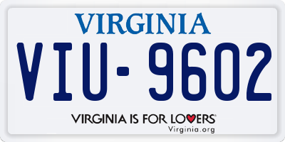 VA license plate VIU9602