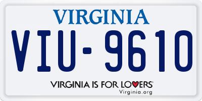 VA license plate VIU9610