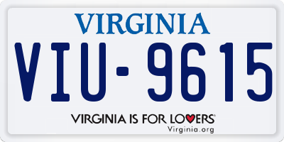 VA license plate VIU9615