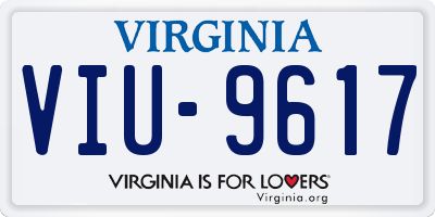 VA license plate VIU9617