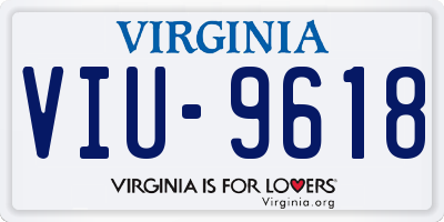 VA license plate VIU9618