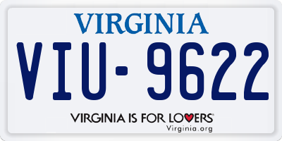 VA license plate VIU9622
