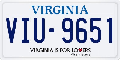 VA license plate VIU9651