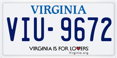 VA license plate VIU9672