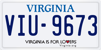 VA license plate VIU9673