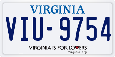 VA license plate VIU9754