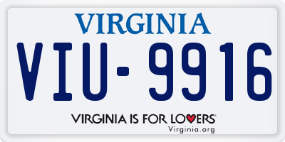 VA license plate VIU9916