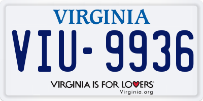 VA license plate VIU9936
