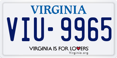 VA license plate VIU9965