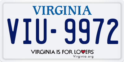 VA license plate VIU9972