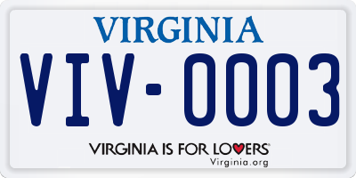VA license plate VIV0003