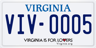 VA license plate VIV0005
