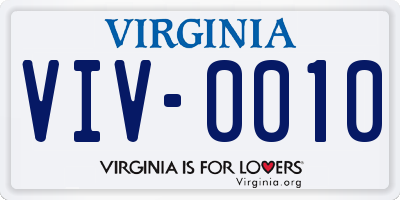 VA license plate VIV0010