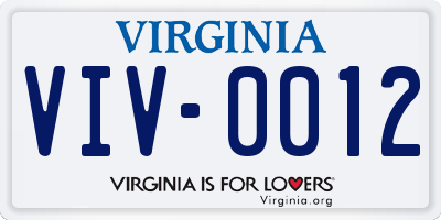 VA license plate VIV0012