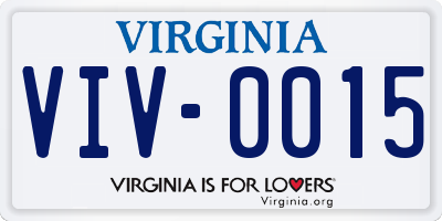VA license plate VIV0015