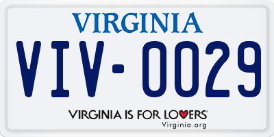 VA license plate VIV0029