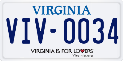 VA license plate VIV0034