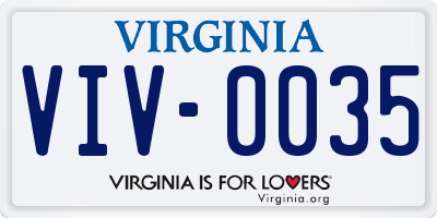 VA license plate VIV0035