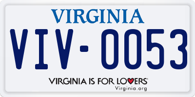 VA license plate VIV0053