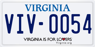 VA license plate VIV0054