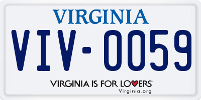 VA license plate VIV0059