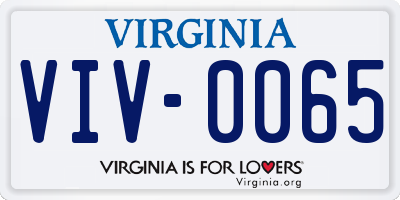 VA license plate VIV0065