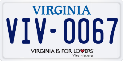 VA license plate VIV0067