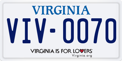 VA license plate VIV0070