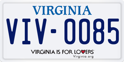 VA license plate VIV0085