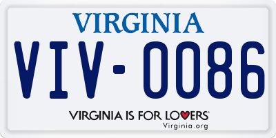 VA license plate VIV0086