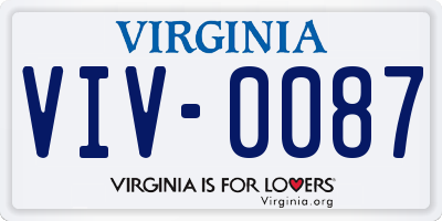 VA license plate VIV0087