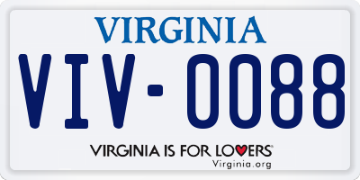 VA license plate VIV0088