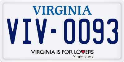 VA license plate VIV0093